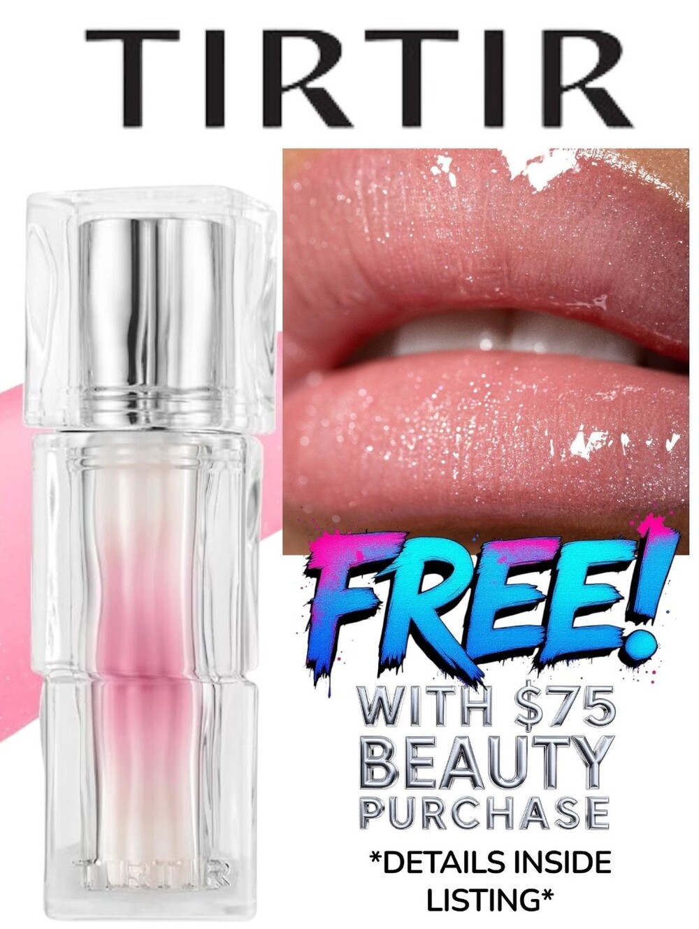 Tirtir Lip Plumping Glow Lip Tint Shimmer Baby Pink Gloss Hydrating Shine NEW